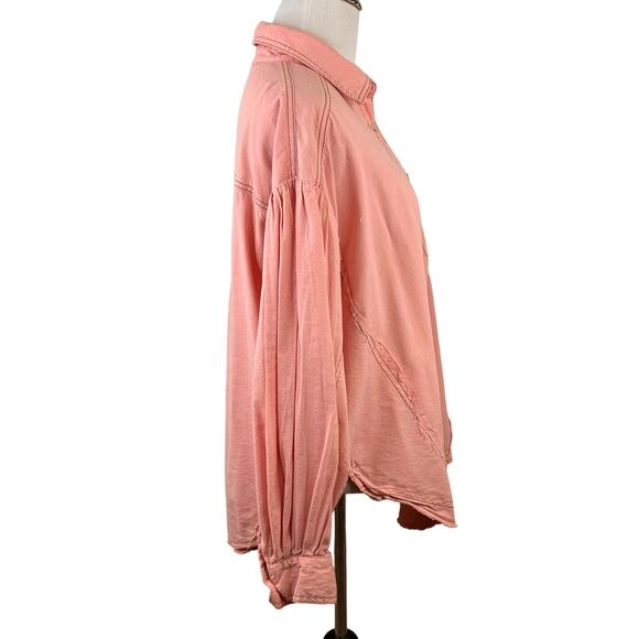 Altar'd State Pink Button Up Long Sleeve Blouse Size Medium - Picture 4 of 8